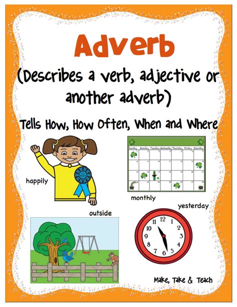 'big', 'boring', 'pink', 'quick' and. Nouns, Verbs and Adjectives! - Make Take & Teach