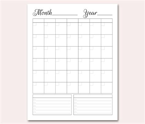 Blank Calendar Printable Blank Perpetual Calendar Diy Etsy