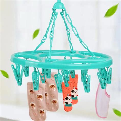 18pcs Clips Plastic Multifunctional Round Spring Clothes Hanger Clothes