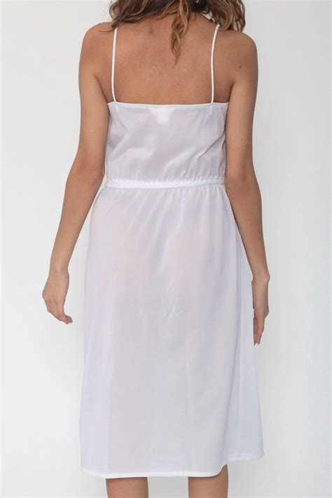 Sheer White Dress Floral Sundress Midi 70s Sun High Waist 80s Etsy