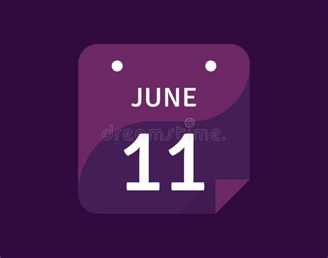 11 June June 11 Icon Single Day Calendar Vector Illustration Stock