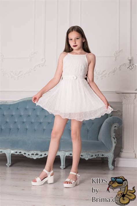 Brima Models Custom Made White Dress With Lacquer Leather Corset Kids