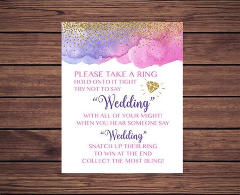 Don T Say Wedding Game Bridal Shower Game Dont Say Wedding Sign Pink