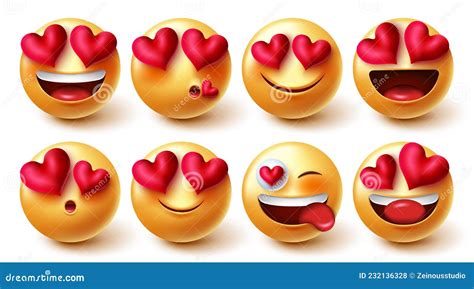 Smileys Valentine Lovers Vector Design Emoji Emoticon D Inlove Romantic Kissing Character With