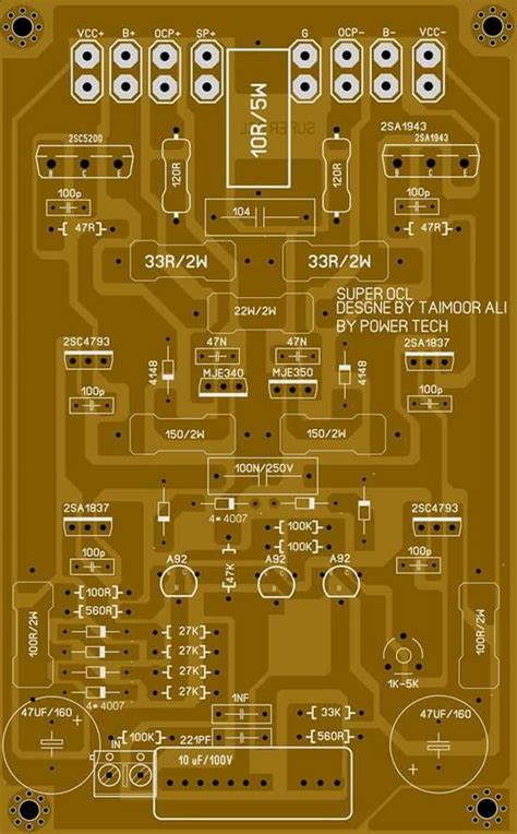 Center tap transformer for transistor amplifier. PCB layout super OCL 500 Watt Power Amplifier Circuit ...