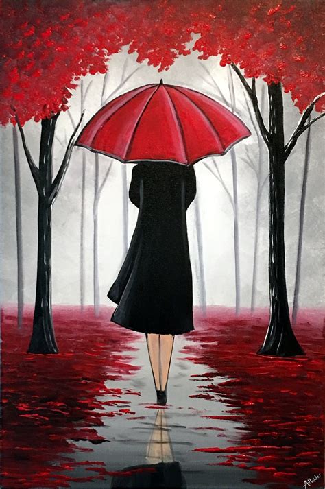 Aisha Haider Lady With The Umbrella Absolutearts Com Nature Art Painting Amazing Art Painting