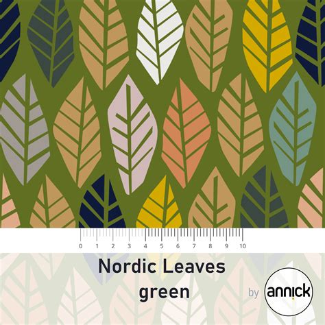 Nordic Leaves Green Cotton Sw10276 Ww