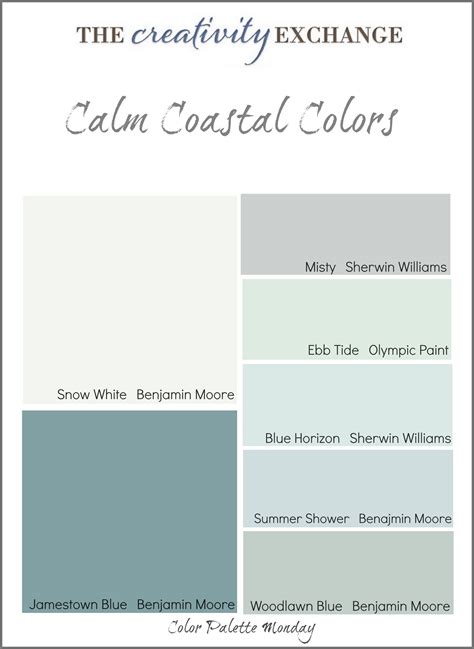 Let the waves and hue of the ocean roll into your bedroom with a living room with a whitewashed colour scheme. Calm Coastal Paint Colors {Color Palette Monday}