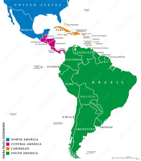 Latin America Regions Political Map The Subregions Caribbean North My