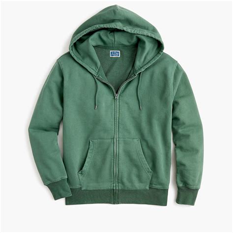 Garment Dyed French Terry Full Zip Hoodie For Men