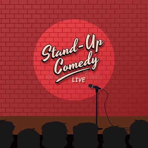 Red Brick Stand Up Comedy Cartoon Theme Illustration Stock Vector