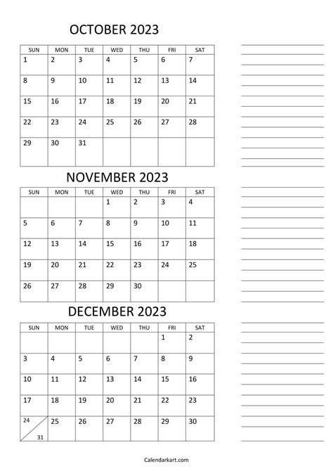 October To December 2023 Calendar Q4 Calendarkart