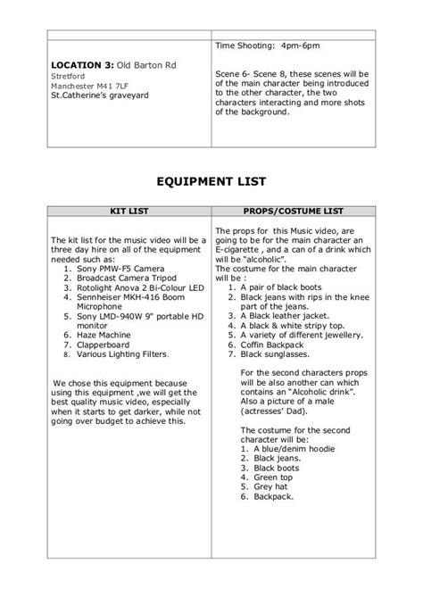 Call Sheet Risk Assessment And Shooting Schedule 2