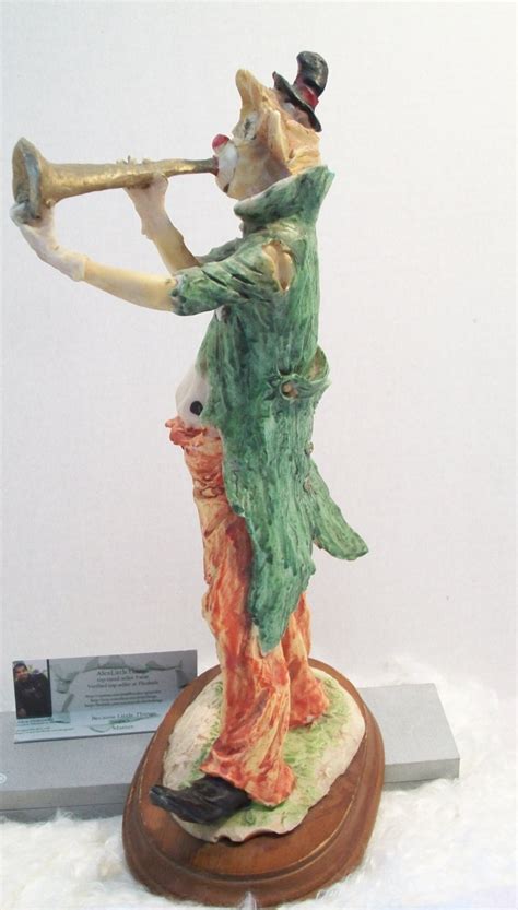 vintage hobo clown playing horn statuette figurine retro collectible home office decor circus funny