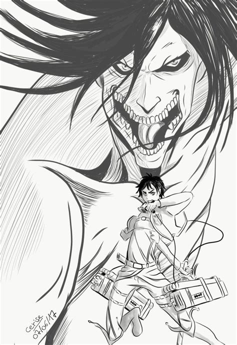 Eren Yeager On Titan Attack On Titan Art Attack On Titan Attack On