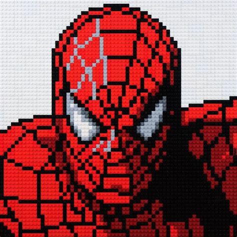 Spider Man Mosaic Made From Lego Bricks Grille Pixel Art Pixel Art