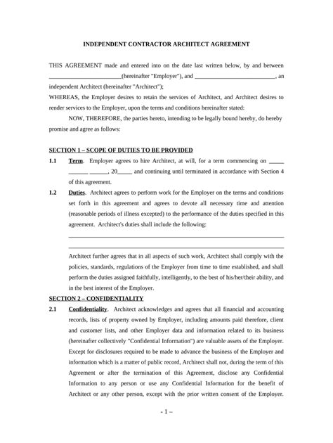Architect Agreement Contract Doc Template Pdffiller