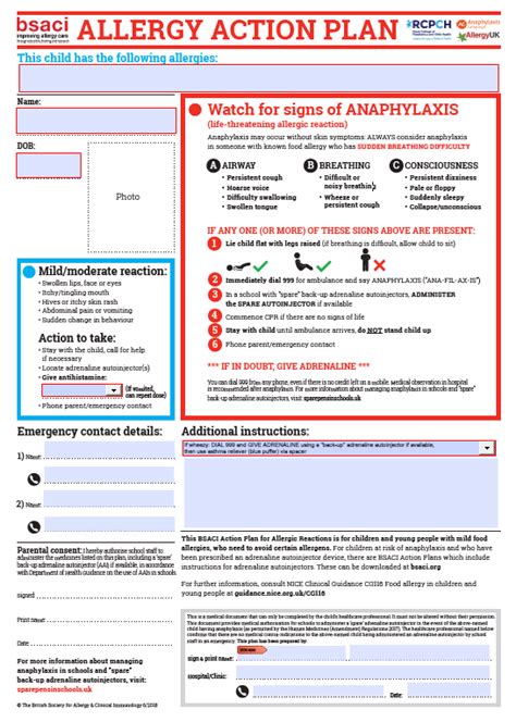 An anaphylactic reaction occurs when an allergen reacts with specific ige antibodies on mast cells and. bsaci-allergy-action-plan - Anaphylaxis Campaign