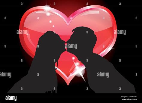 Silhouettes Of Lovers Kissing Stock Vector Image And Art Alamy