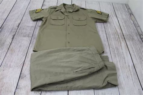 Vtg Vietnam Era Us Army Khaki Short Sleeve Shirt Trousers Uniform