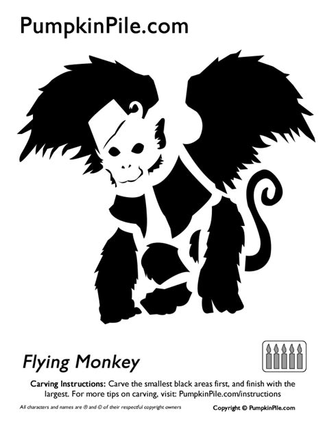 Wizard Of Oz Flying Monkey Pumpkin Stencil Pumpkin Pattern