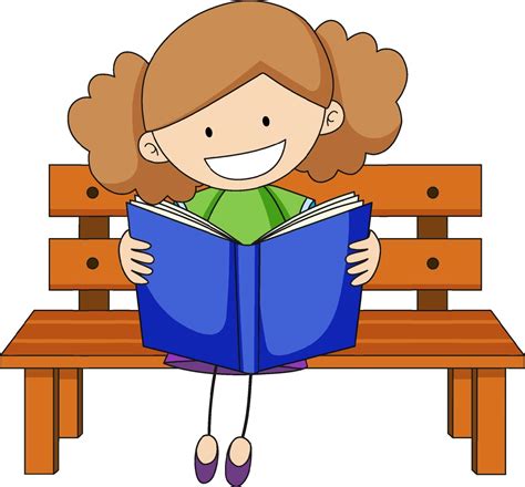 Cute Cartoon Girl Reading Book Stock Vector Image 44551876