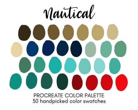 Nautical Procreate Color Palette Color Swatches Ipad Etsy