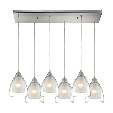 Elk Lighting 104646rc Layers 6 Light Pendant In Satin Nickel And Clear