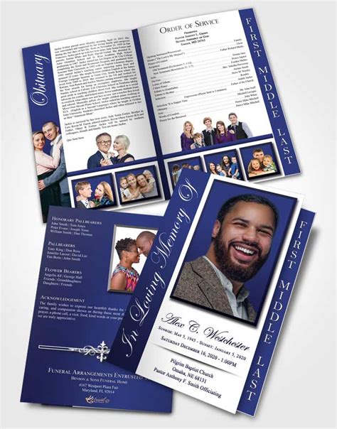 2 Page Graduated Step Fold Funeral Program Template Brochure Afternoon