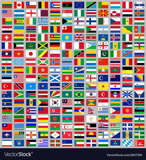 216 Flags All World Royalty Free Vector Image Vectorstock