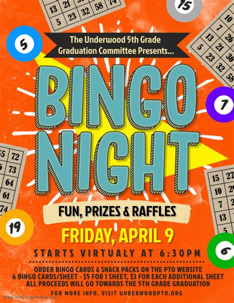 Virtual Bingo Night April 9th Underwood School Pto