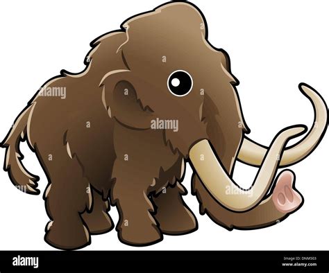 A Vector Illustration Of A Cute Friendly Woolly Mammoth Stock Vector