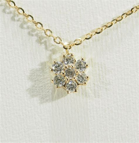 18k Diamond Flower Cluster Necklace Yellow Gold 060ctw Ebay