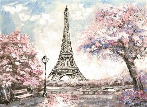 Paris Eiffel Tower Photography Backdrop Pink Sketch Ballet Eiffel