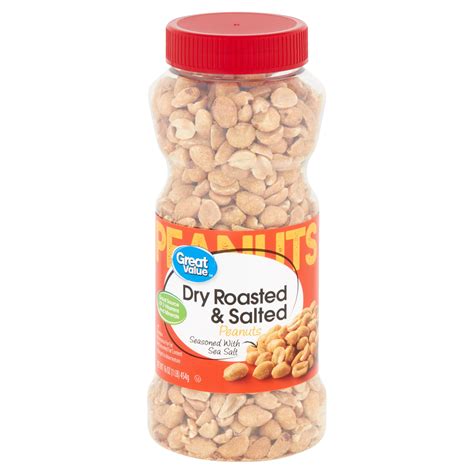 Great Value Dry Roasted And Salted With Sea Salt Peanuts 16 Oz Walmart