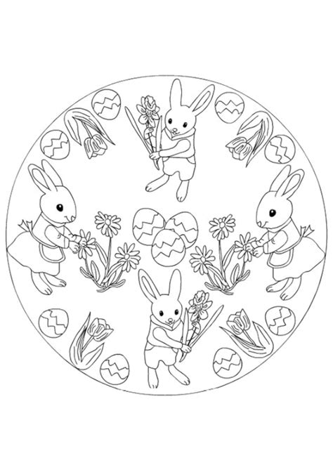 A Black And White Drawing Of Rabbits In The Center Of A Circle With