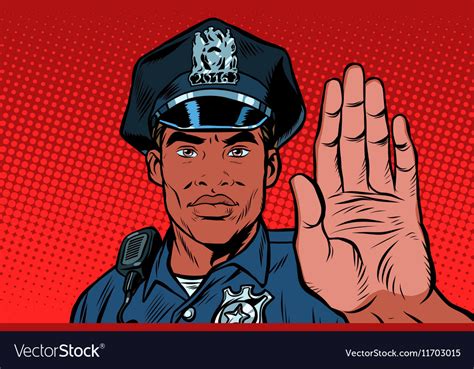 Retro Police Officer Stop Gesture Royalty Free Vector Image