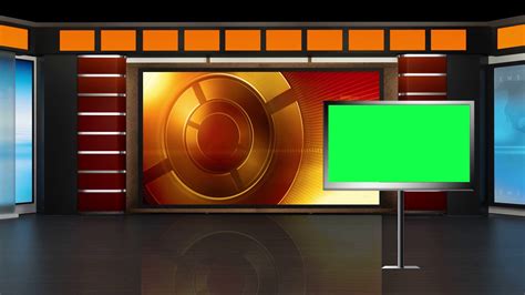 News Tv Studio Set 67 Virtual Green Screen Background Loop Green
