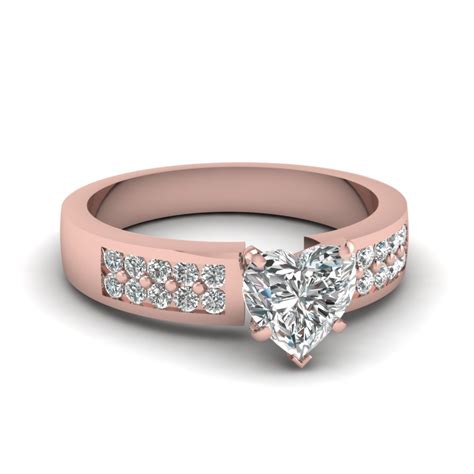 Solid 14k rose gold(can be made in 14k/18k white/rose/yellow gold) band width approx 1.2mm main stone:8x8mm heart shaped cut 1.6ct natural pink morganite,clarity. 2 Row Heart Shaped Diamond Engagement Ring In 14K Rose Gold | Fascinating Diamonds