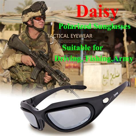 Daisy C5 Polarized Army Goggles Desert Storm 4 Lens Outdoor Sports Hunting Military Sunglasses