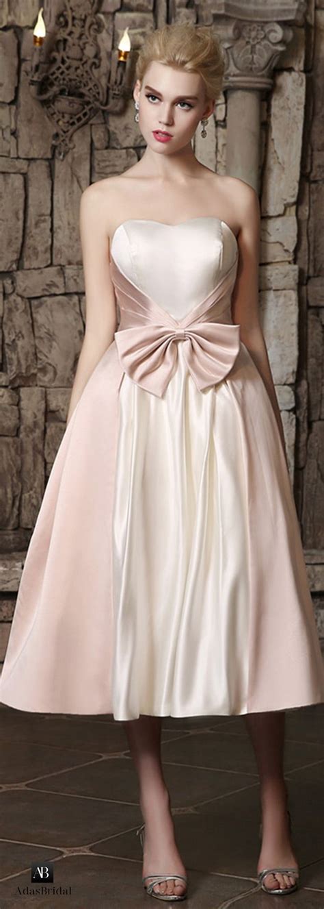 Luxurious fabrics, such as satin and chiffon, with exquisite beading or pearls, give a classy display. Chic satin sweetheart neckline tea-length A-line wedding ...
