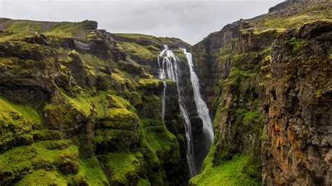 Glymur Waterfall At The Rear End Of The Hvalfjörður Fjord Iceland