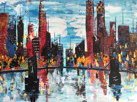 Buy Paintingsmodern City With Bridge Abstract Painting 106 Buy