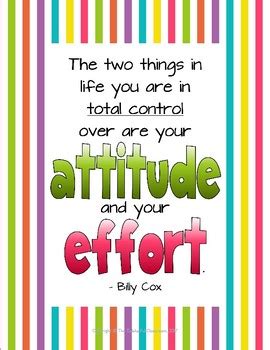 What to put on bulletin board for growth mindset? Attitude & Effort - Motivational Growth Mindset Poster | TpT