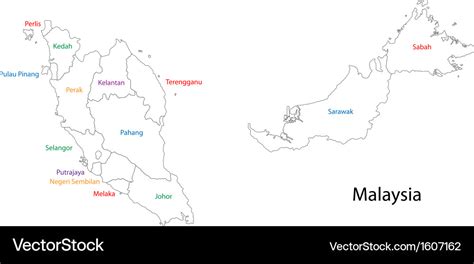 Outline Malaysia Map Royalty Free Vector Image