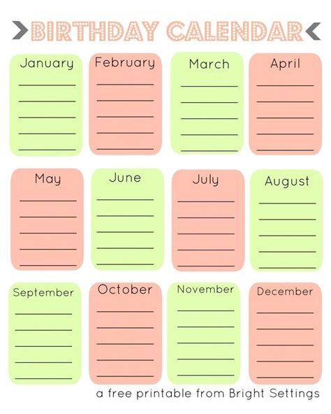 Perfect Editable Birthday Calendar Template Free Get Your Calendar