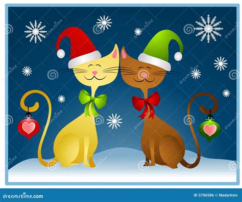 Cartoon Christmas Cats Holiday Card Royalty Free Stock Image Image