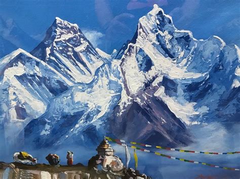 Mount Everest View From Kala Patthar Nepal Original Painting Etsy