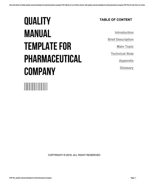 Quality Manual Template For Pharmaceutical Company By Bertiecraig3114