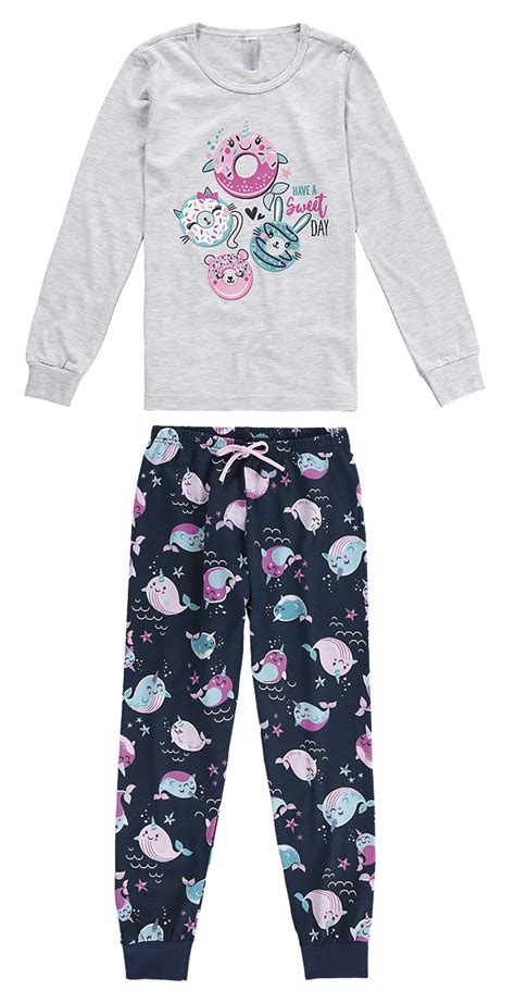 Pijama Infantil Feminino Cinza Inverno Malwee